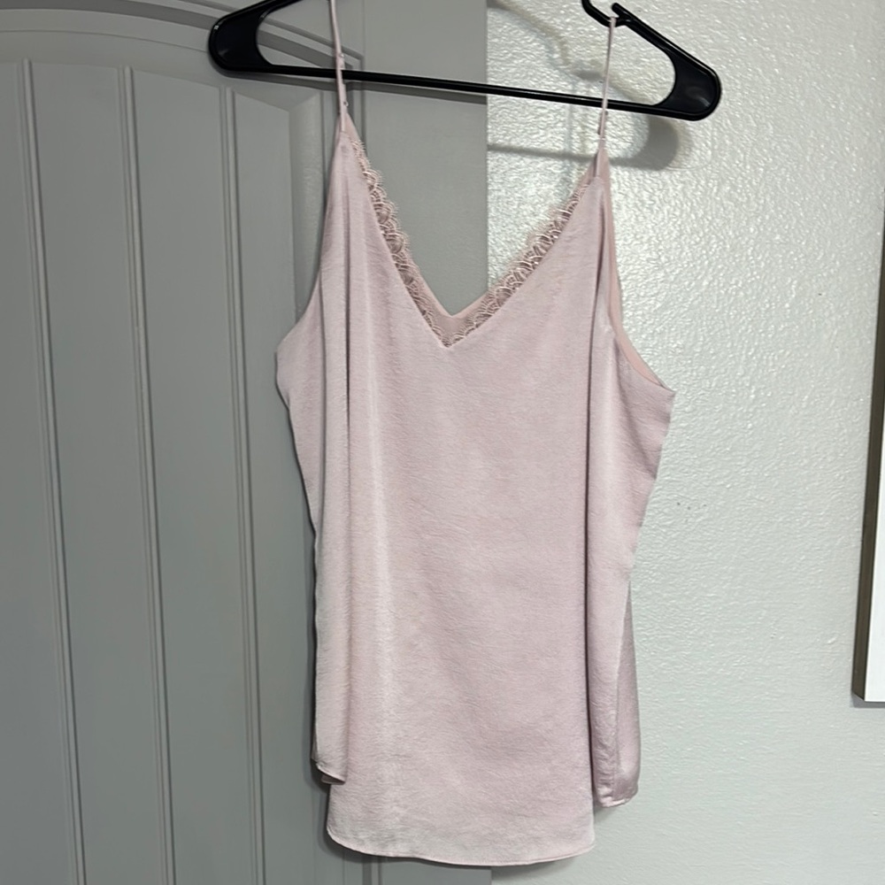 Elegant Pink Lace Trim Cami Top